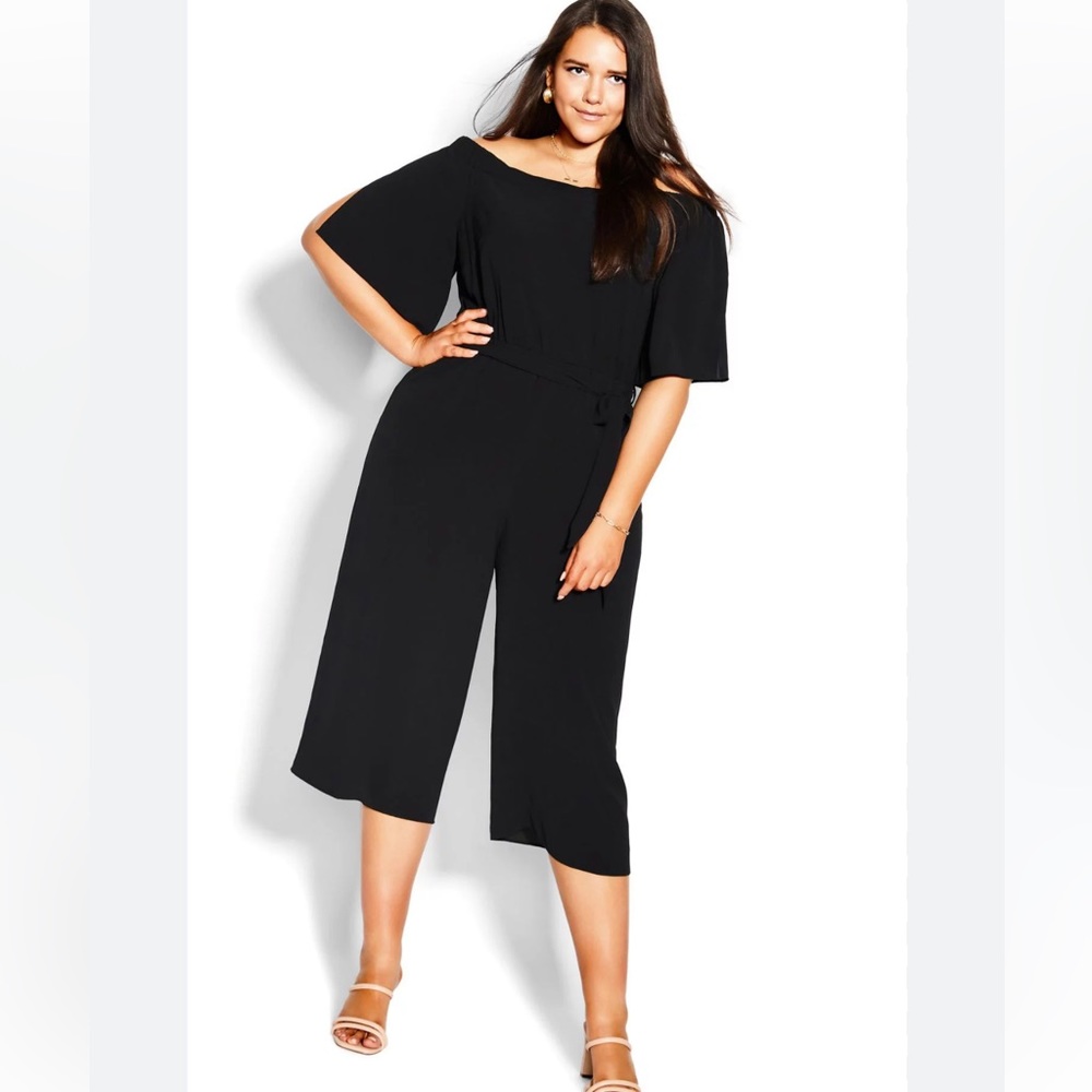 City Chic off the shoulder black jumpsuit size 18